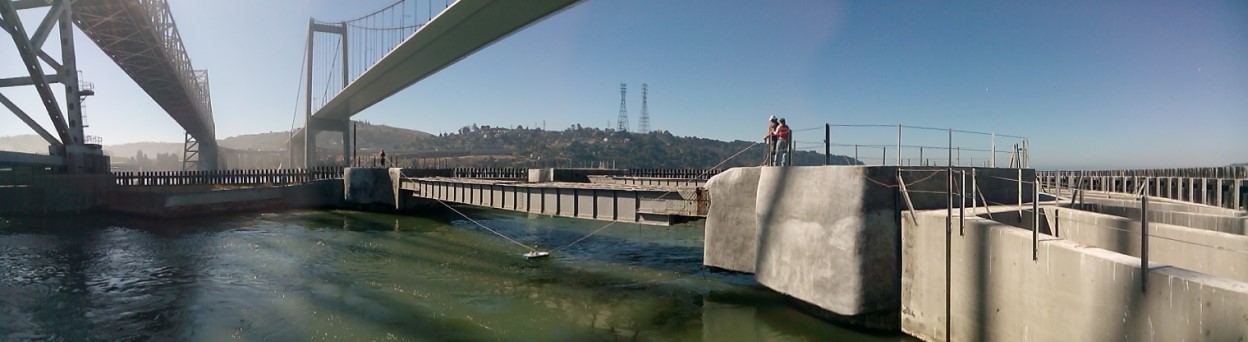 USGS field staff collecting salinity and water temperature data at the I-80 Carquinez Bridges across the Carquinez Strait.
